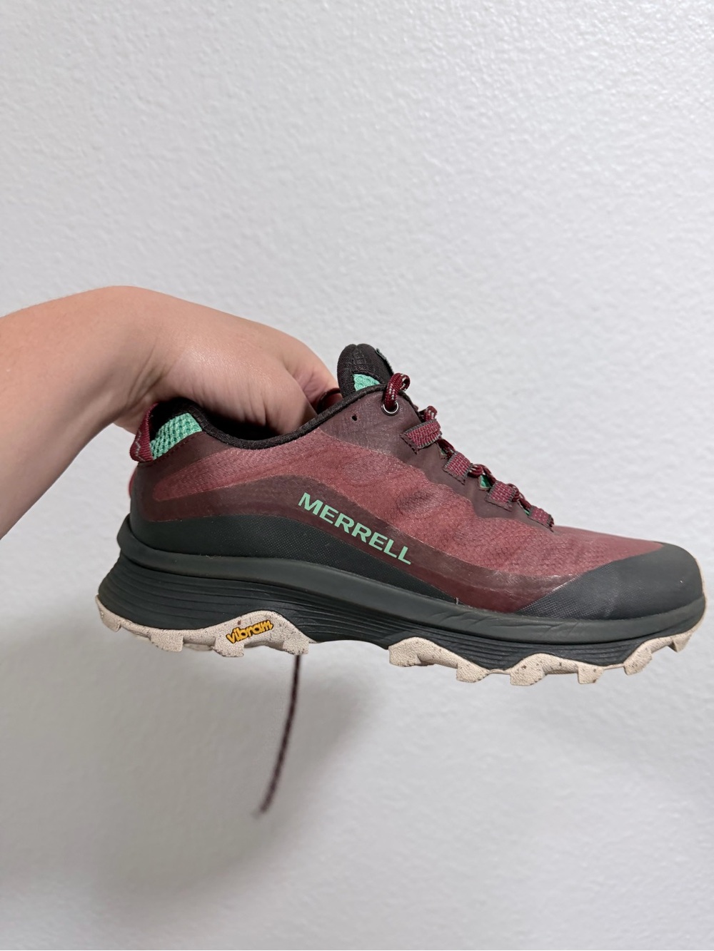 Merrell Women's Trail Sneaker - Burgundy with Mint Accents - Picture 6 of 9